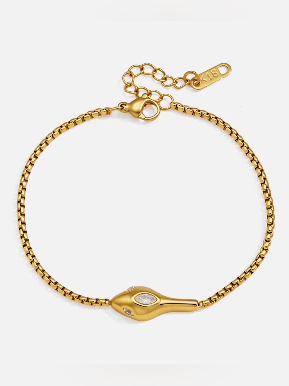 18K Gold Plated Cubic Zirconia Snake Head Bracelet